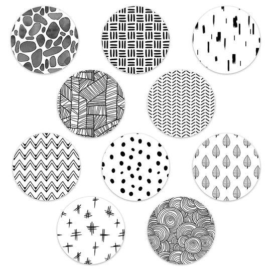 Libre Black & White Mix Design Patches - 10 Pack